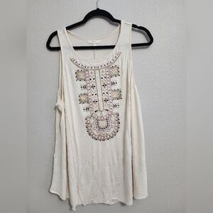 Beige Tank with Azteca Design